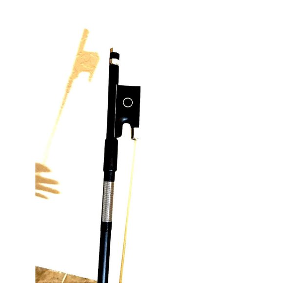 Violin Bow Black Carbon Fiber Real Horsehair Ebony Frog leather Grip - Picture 5 of 10